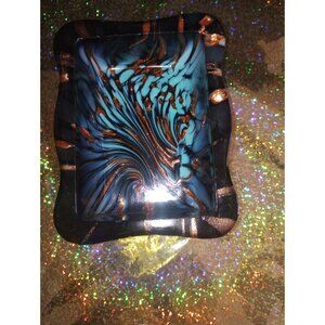 Vintage Murano Vincenzo Nason Black Glass Copper Dish